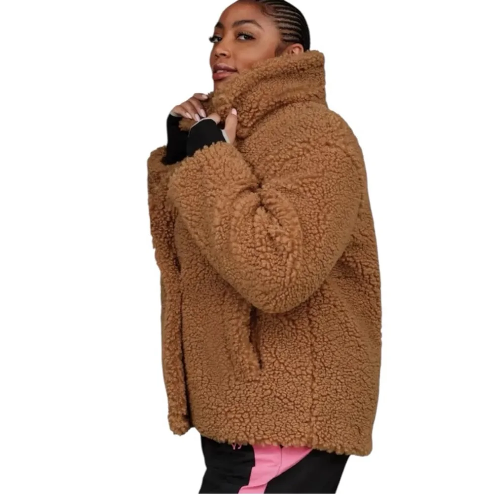 UGG Gertrude Short Teddy Coat in Chestnut Brown Sz Large Soft and cozy - Picture 4 of 13